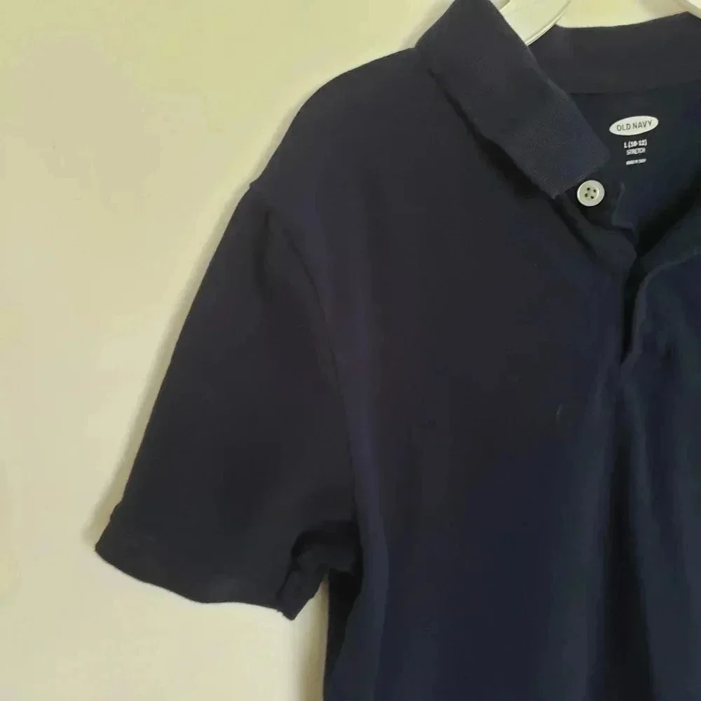 Boys Old Navy Polo Stretch Shirt L 10-12 Navy Blue